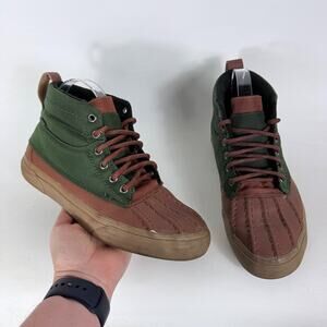 Vans Sk8-Hi Del Pato Duck Boots Women's 8.5 Green Brown Ankle Lace-Up Comfort